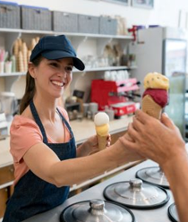 Photo of a woman working at an ice cream store